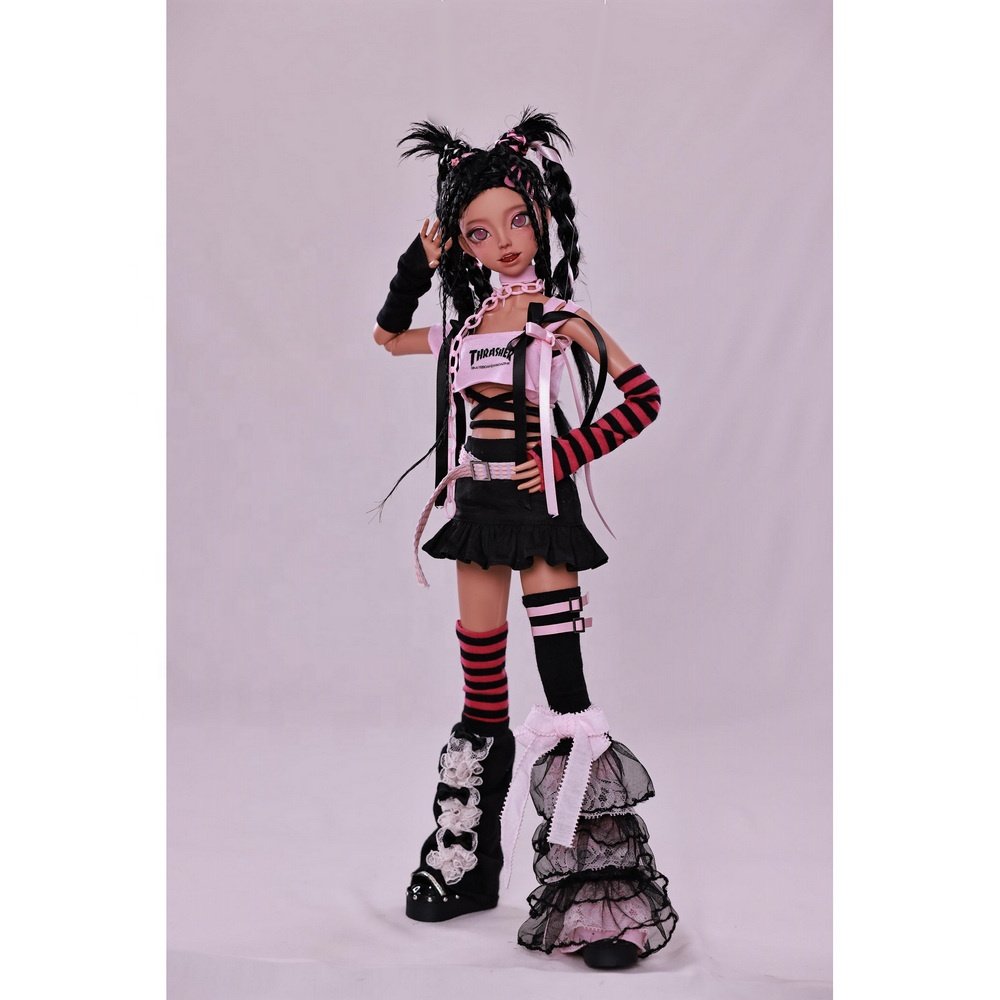 ShugaFairy Emery 1/4 Lolita Pink Rock Rivet Style Y2K Ball-Jointed BJD Doll Fullset Option with Dreadlocks Model Toy for Girls