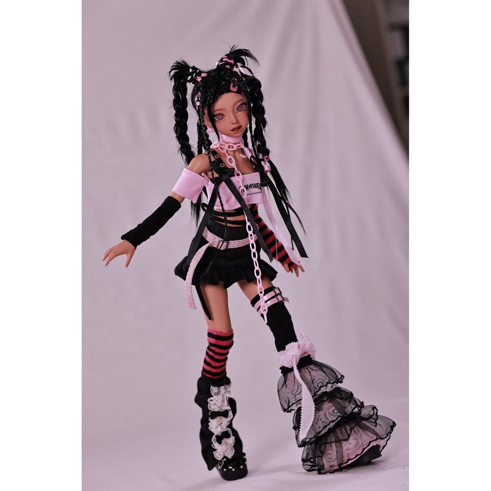 ShugaFairy Emery 1/4 Lolita Pink Rock Rivet Style Y2K Ball-Jointed BJD Doll Fullset Option with Dreadlocks Model Toy for Girls