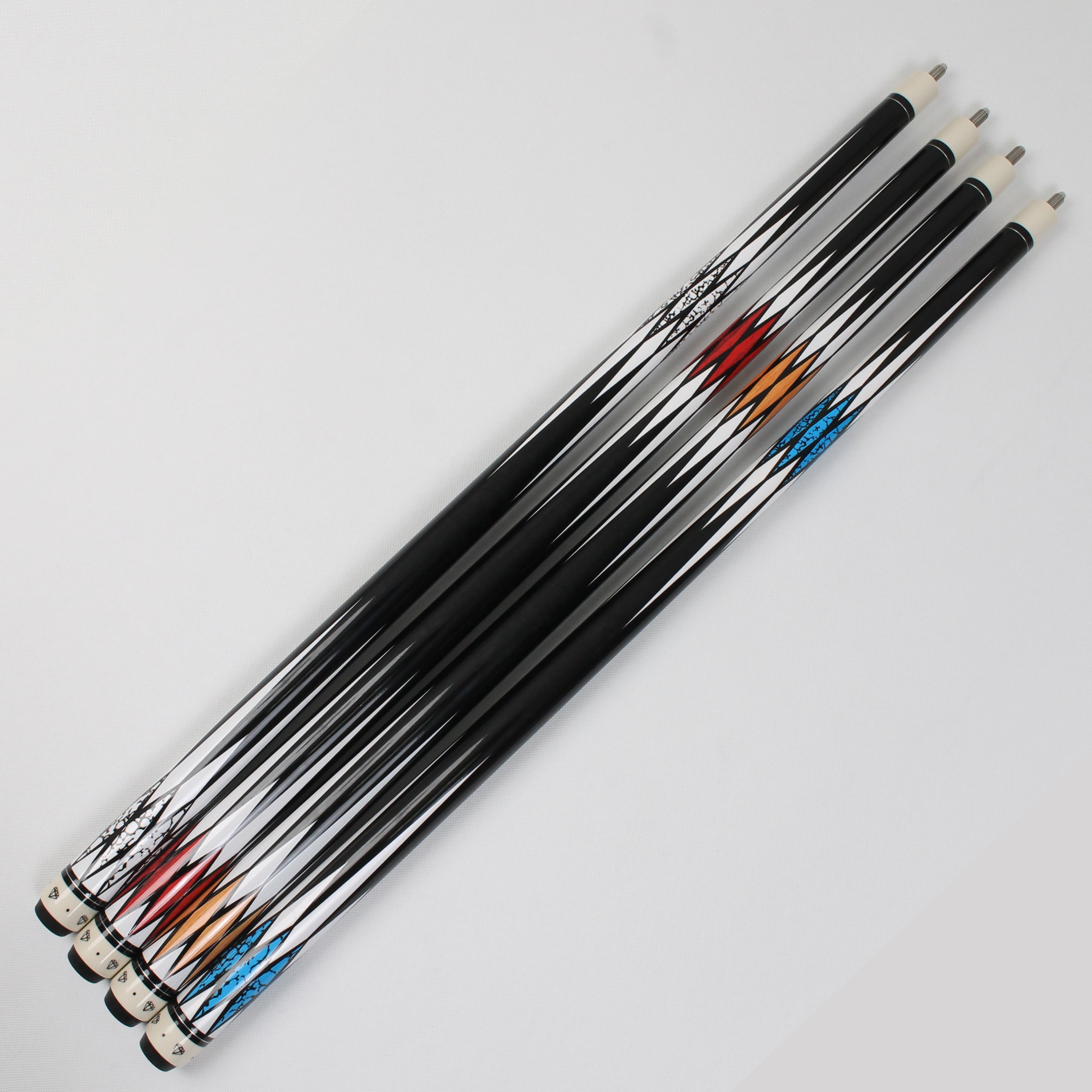 TQG-JX-001-4 Snooker Cue with Ebony Fiberglass Butt Sleeve 13mm Tip High Quality Ash Wood Pool Cue Stick Handmade 1/2 Joint