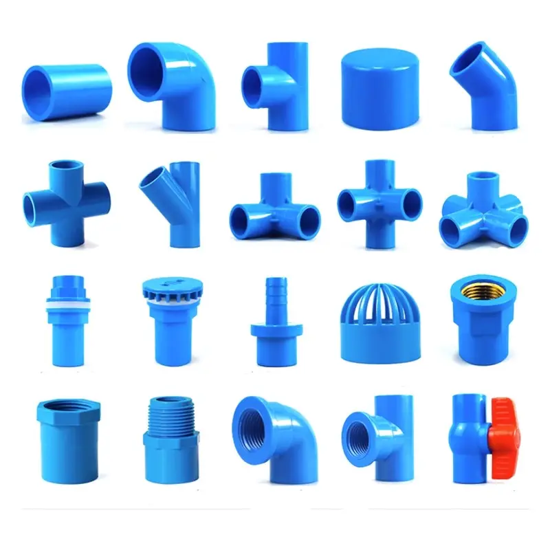 Water Supply All Types of Ball Valve 3 6 Way Plastic Joint 45 90 Degree Elbow Flange Tee Reduce Coupling Pvc Pipe Fittings Names