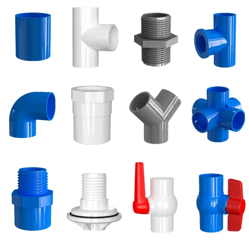 Water Supply All Types of Ball Valve 3 6 Way Plastic Joint 45 90 Degree Elbow Flange Tee Reduce Coupling Pvc Pipe Fittings Names