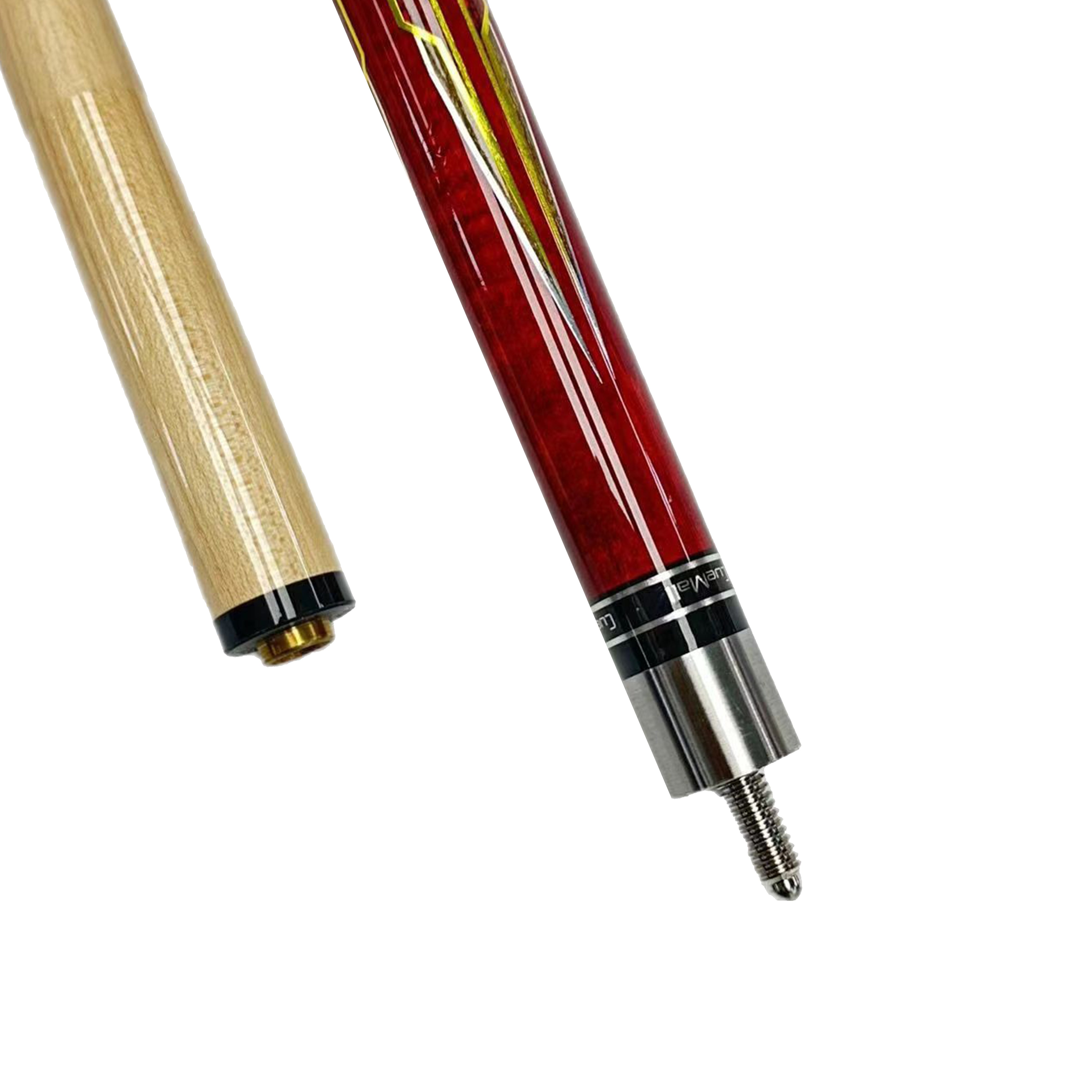 High-End 1/2 Split Clubs for American Nine Ball and Snooker Chinese Billiards with 12.5mm Large Head Made of Maple Butt Sleeve