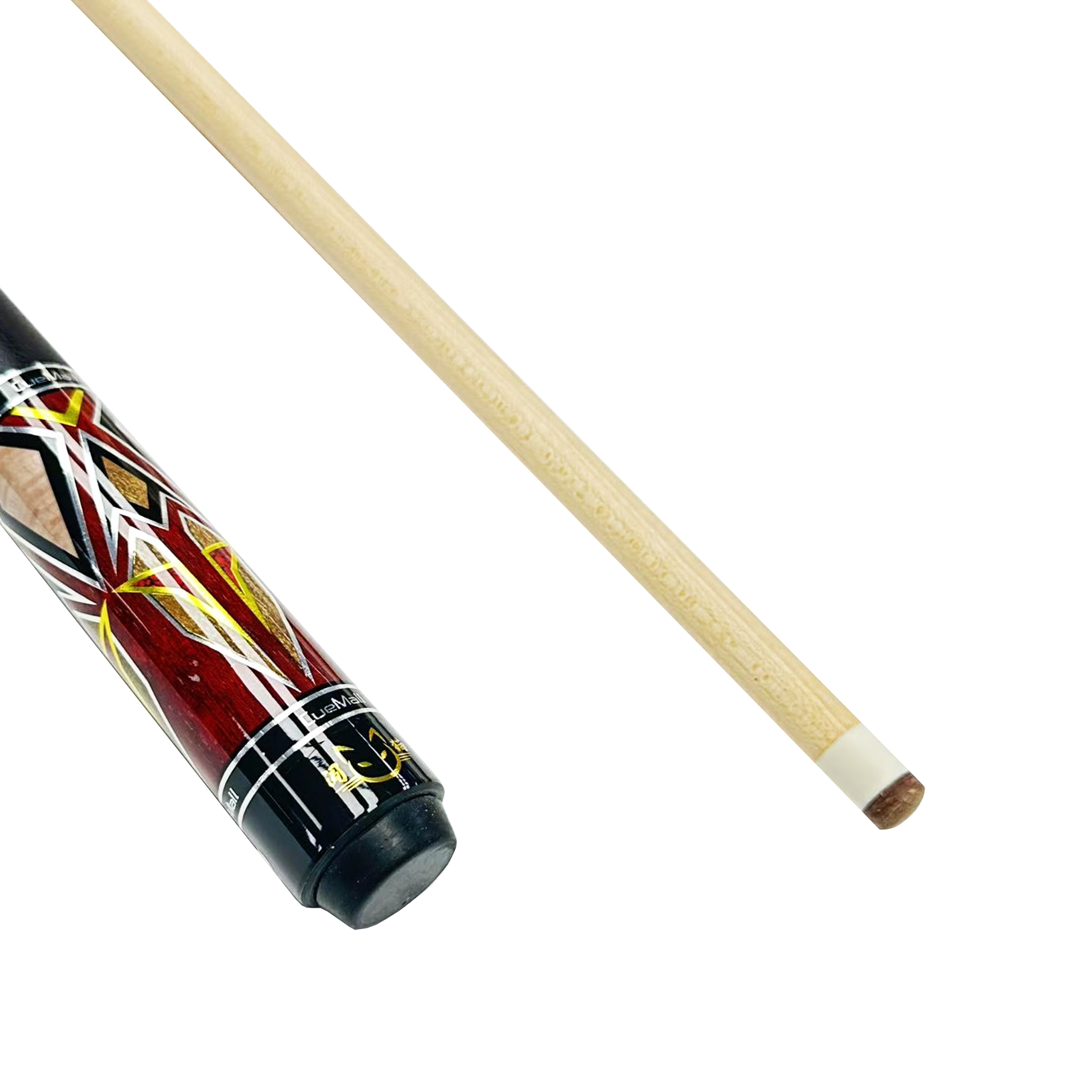 High-End 1/2 Split Clubs for American Nine Ball and Snooker Chinese Billiards with 12.5mm Large Head Made of Maple Butt Sleeve