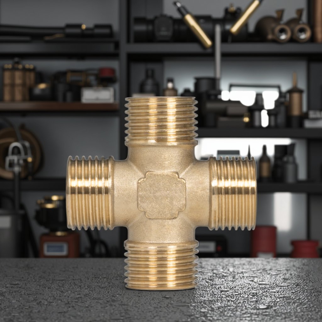 2025 Durable Low Lead Brass 4 Way Crossing Joint Manual Power Ball for HVAC Industry High Temperature Water Media