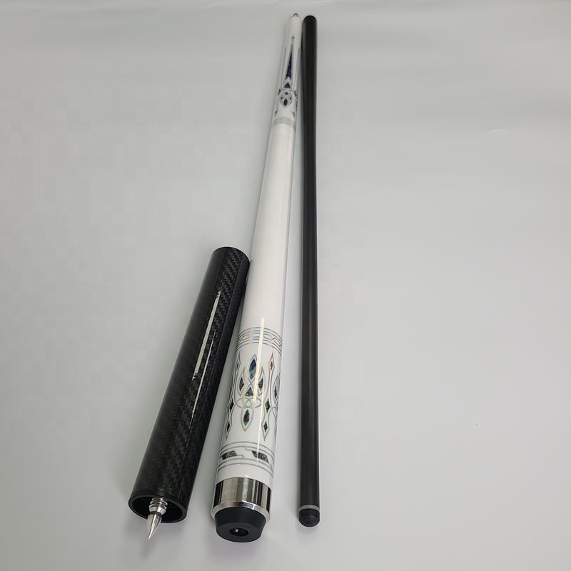 Xmlivet Black/white Full Carbon Pool Billiard Cues With Extensions Decal Design With Radial/uni-loc Joint for 9 Balls Cue Sticks