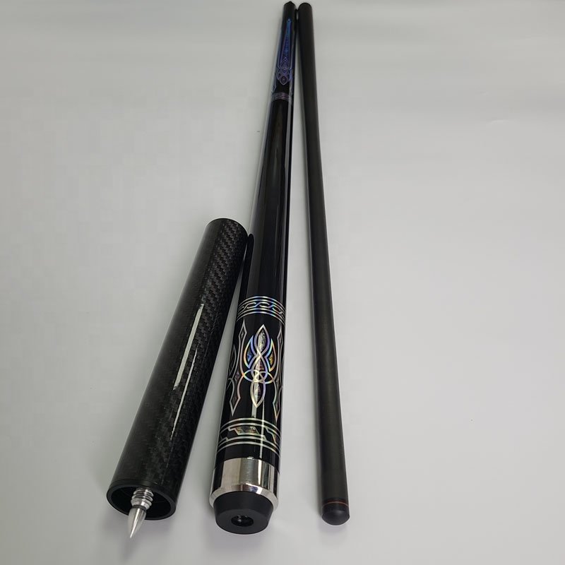 Xmlivet Black/white Full Carbon Pool Billiard Cues With Extensions Decal Design With Radial/uni-loc Joint for 9 Balls Cue Sticks