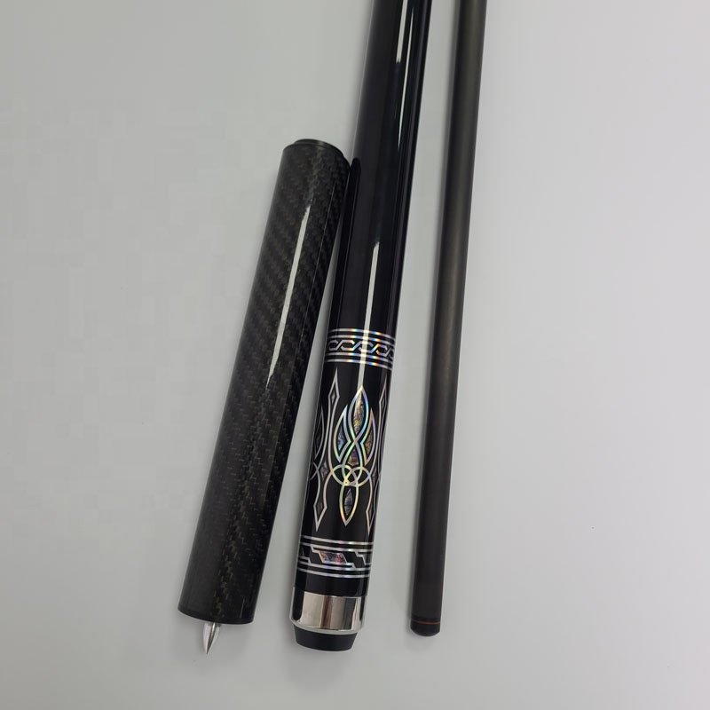 Xmlivet Black/white Full Carbon Pool Billiard Cues With Extensions Decal Design With Radial/uni-loc Joint for 9 Balls Cue Sticks