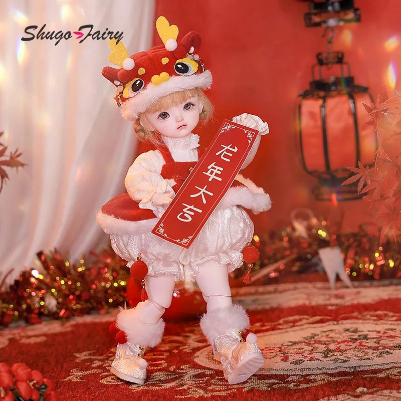 Salvio 1/6 Scale BJD Doll DunDun May Wandy NewYear Red Dragon Full Set Resin Ball Jointed Reborn Blythe Mini Art Model Toy for