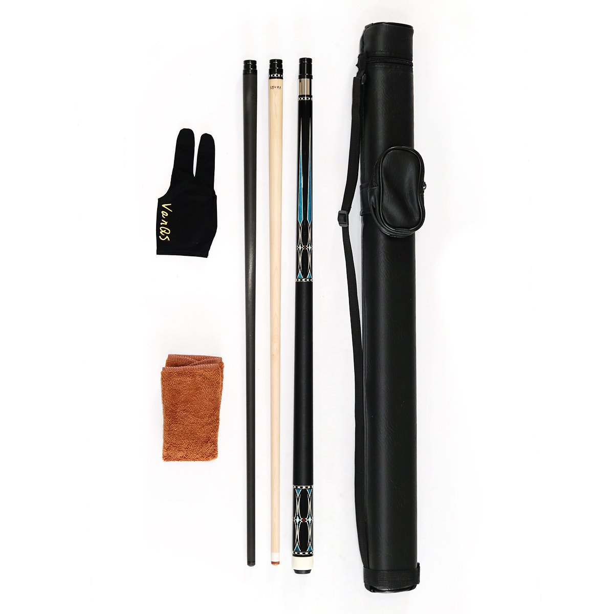 High Quality Double Shafts Maple&Carbon Forearm 2-pieces Pool Cue Set with 3 Holes Cue Bag for Sale