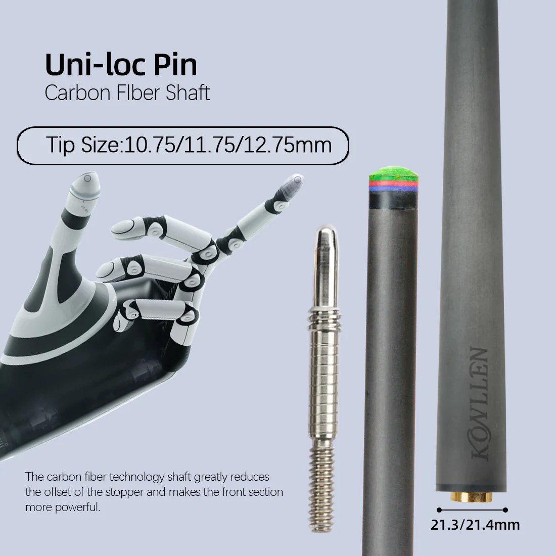 KONLLEN Cue Carbon Shaft 10.5mm/11.75mm/12.75mm Uniloc Joint Suit for Pool Cue Shaft