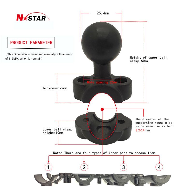 Flexible Universal Mobile Phone Holder Stand Handlebar Rail Tube Ball Base Motorcycle Phone Mount Bike Phone Holder Mount