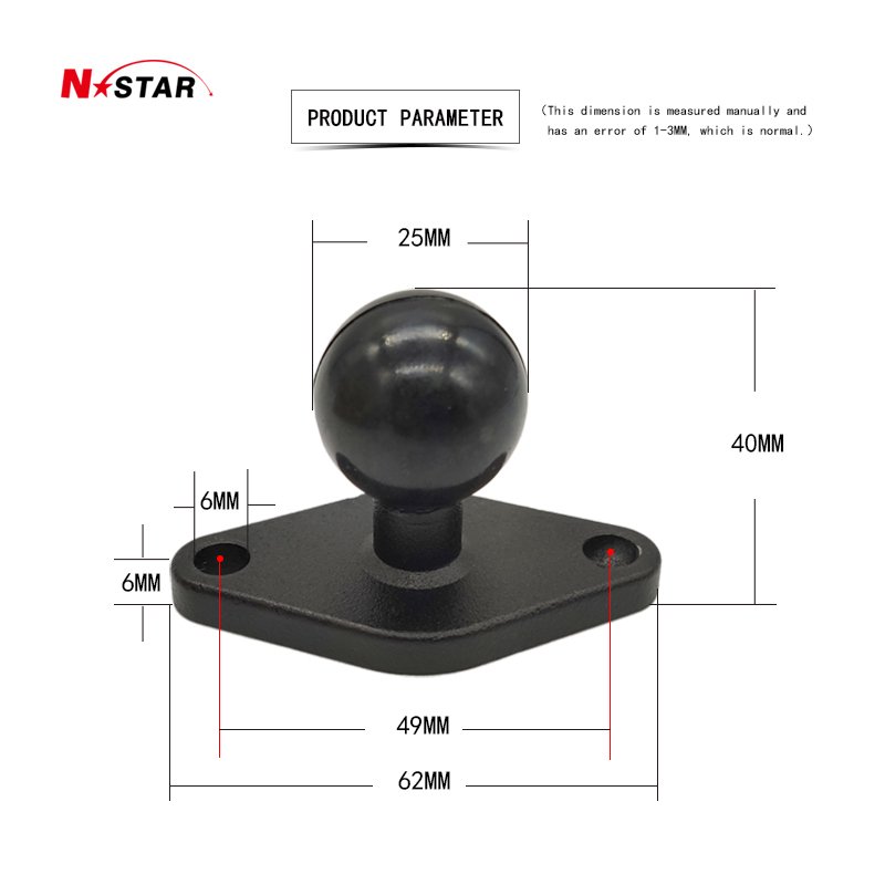 Car 360 Degree Rotation Mount for gopro Ball Joint Mount 1 Inch Threaded Plate Ball Screw Phone Camera for Go Pro Mount for Ram