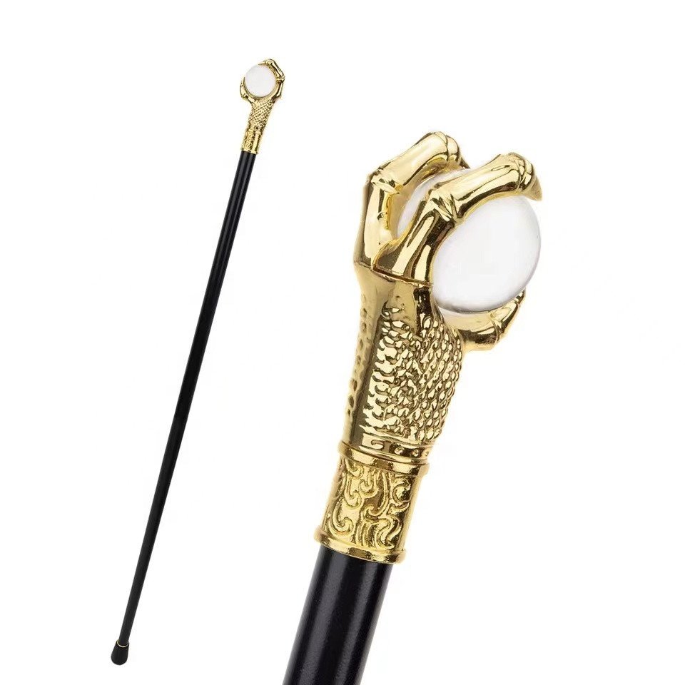 Golden Crystal Ball Crutches Cosplay Crosier Self Defense Stick Walking Cane With Iron Sheet Inside