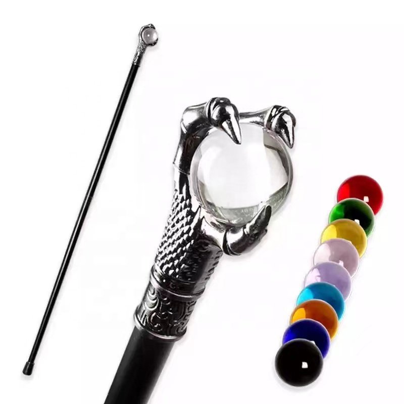Golden Crystal Ball Crutches Cosplay Crosier Self Defense Stick Walking Cane With Iron Sheet Inside