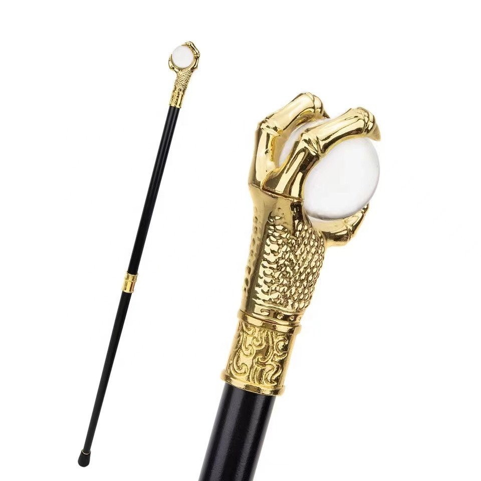Golden Crystal Ball Crutches Cosplay Crosier Self Defense Stick Walking Cane With Iron Sheet Inside