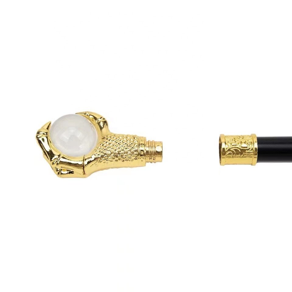 Golden Crystal Ball Crutches Cosplay Crosier Self Defense Stick Walking Cane With Iron Sheet Inside