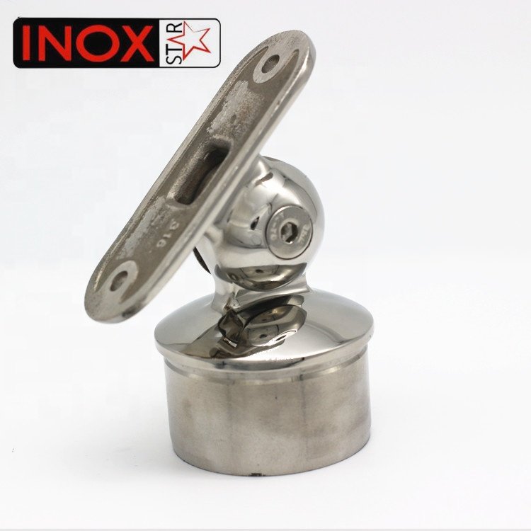 Glass Balustrade Stainless Steel Adjustable Ball Joint Saddle Handrail Brackets Graphic Design Safety Fence Modern Round 25x21mm