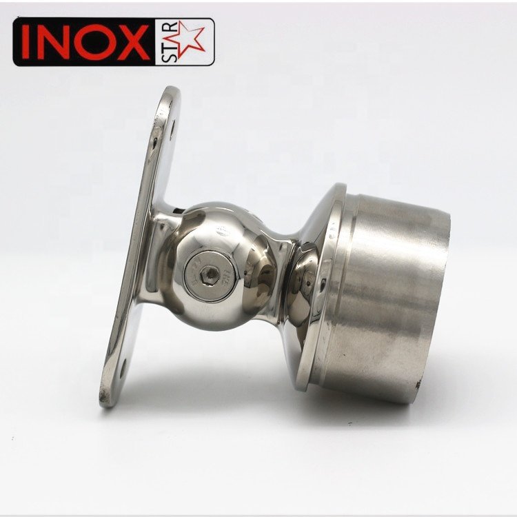 Glass Balustrade Stainless Steel Adjustable Ball Joint Saddle Handrail Brackets Graphic Design Safety Fence Modern Round 25x21mm
