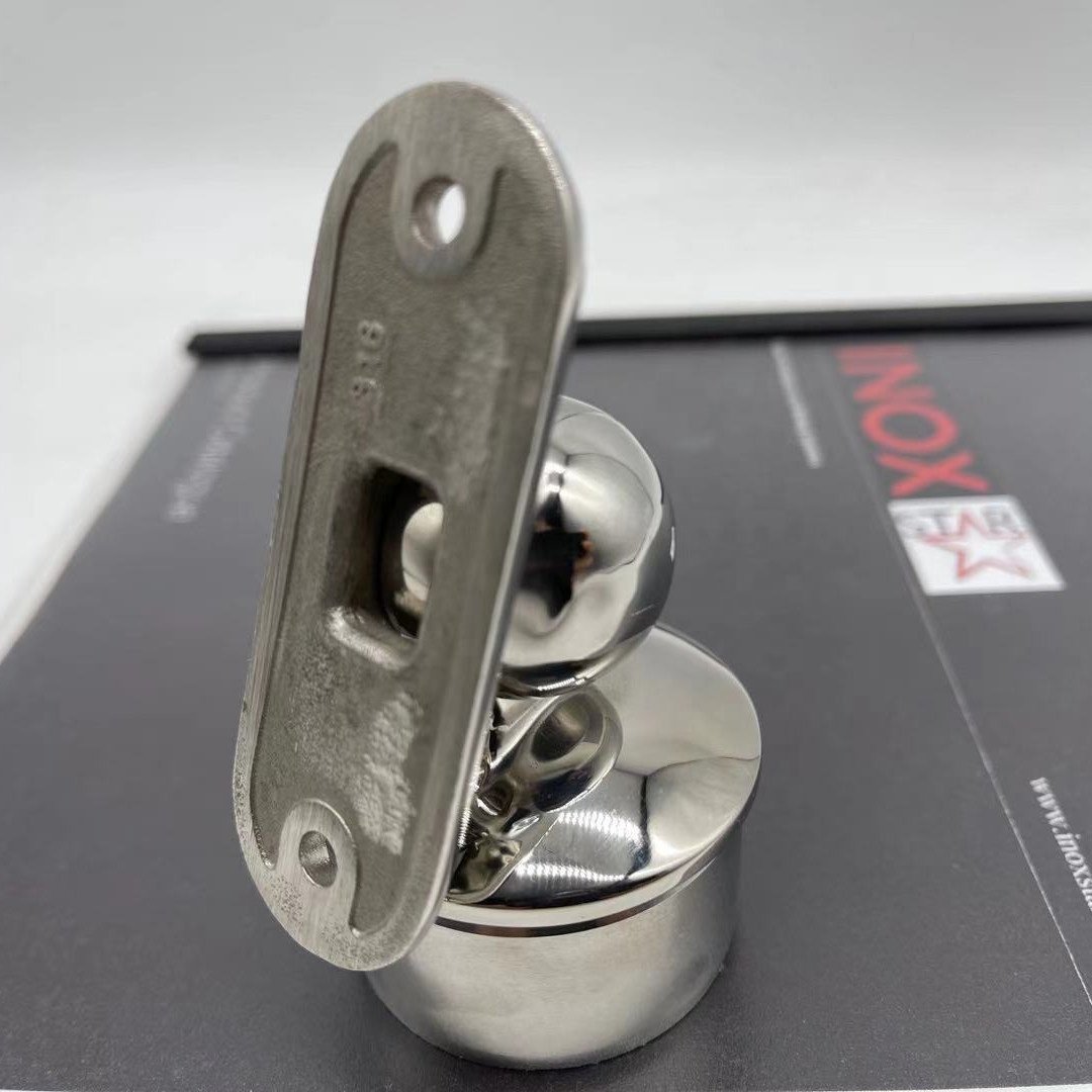 Glass Balustrade Stainless Steel Adjustable Ball Joint Saddle Handrail Brackets Graphic Design Safety Fence Modern Round 25x21mm