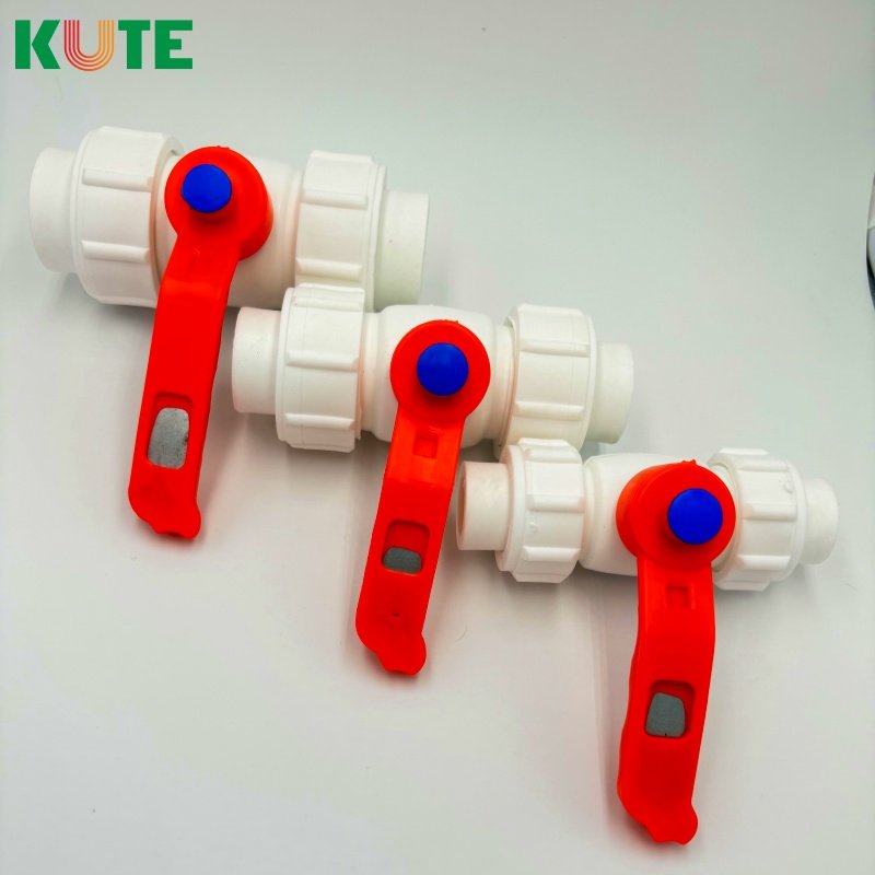 KT-7 Full Plastic Double Ball Valve Flexible Joint Plastic Hot Melt Water Pipe Fittings Valve