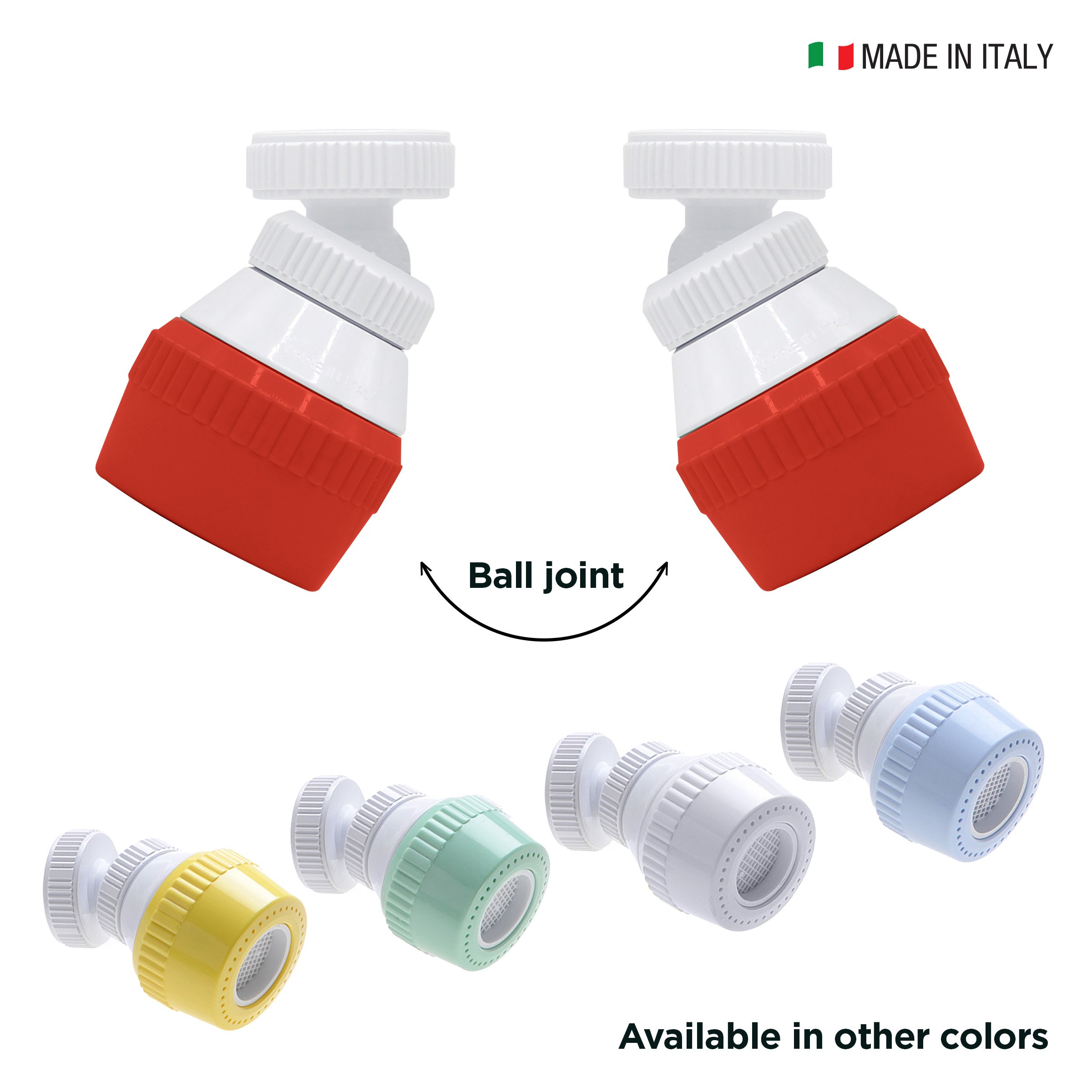 Swivel Tap Sprayer Function Shower Foam Made in Italy IDROGAS 7cm Ball Joint Adapter Private Label Red Kitchen JetBreaker