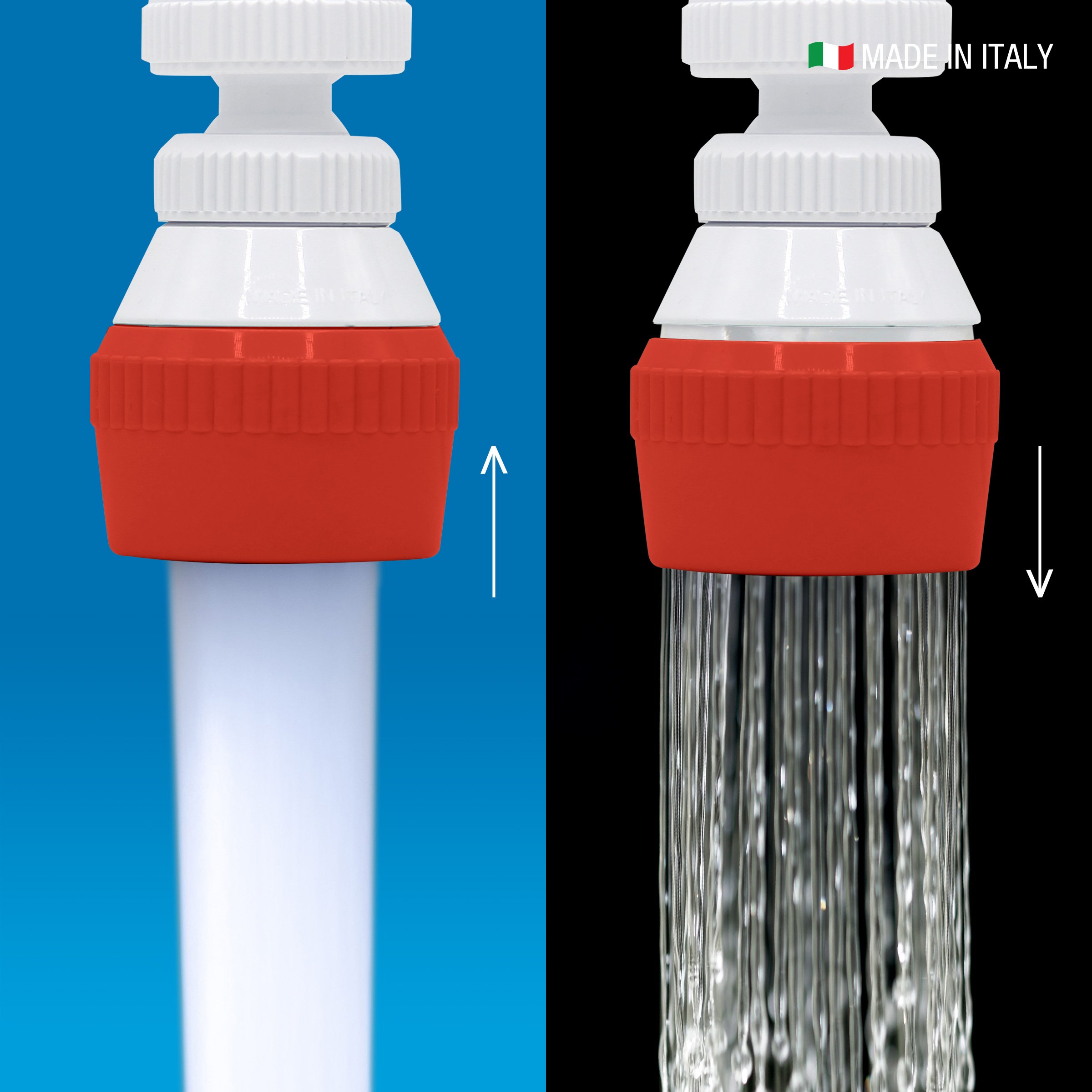 Swivel Tap Sprayer Function Shower Foam Made in Italy IDROGAS 7cm Ball Joint Adapter Private Label Red Kitchen JetBreaker