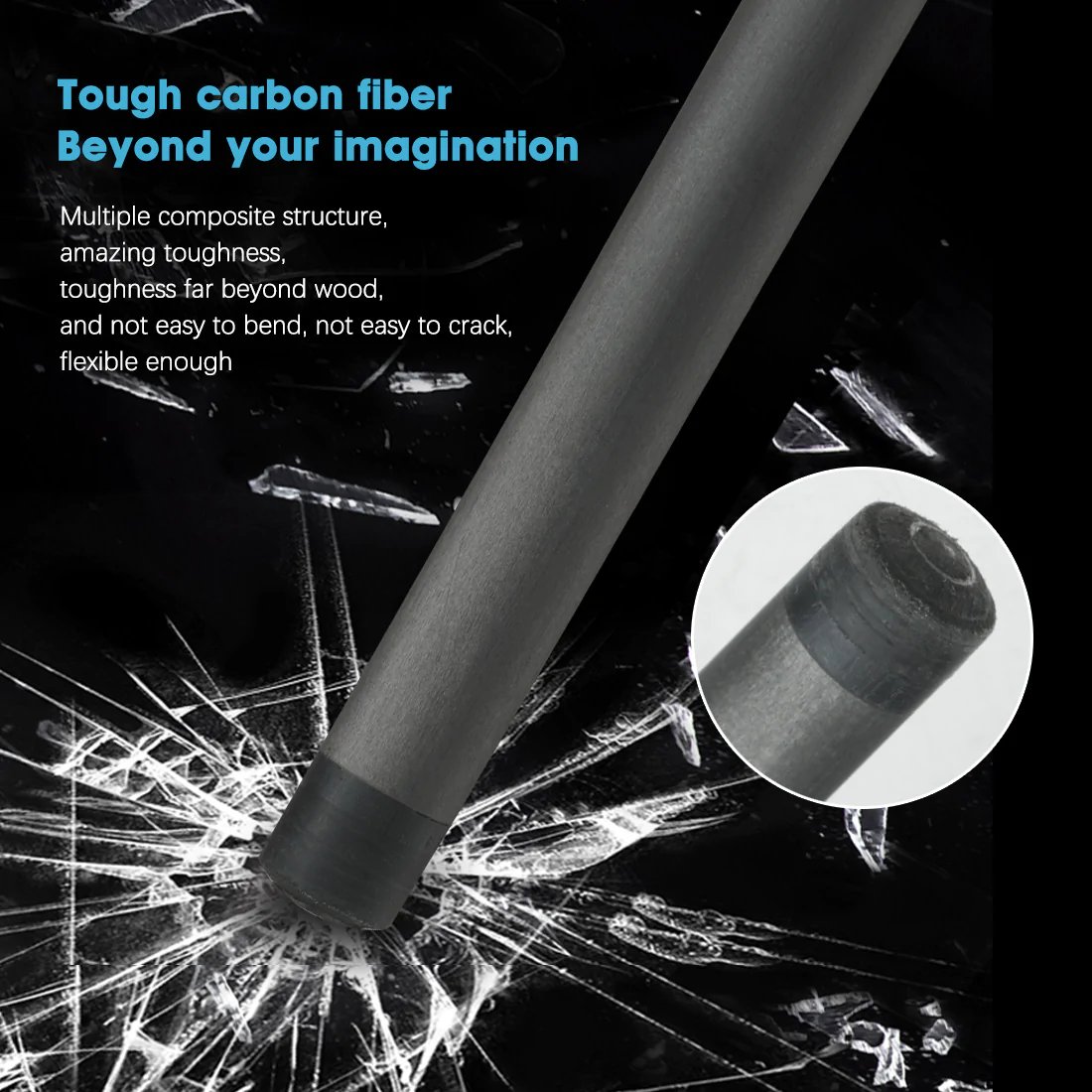 KONLLEN Cue Carbon Shaft 11.75mm/12.75mm 3/8*8 Radial Pin Uniloc Joint Suit for Pool Cue Shaft