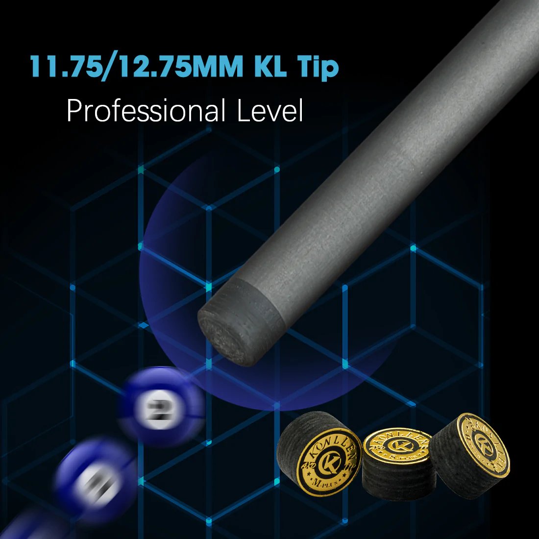 KONLLEN Cue Carbon Shaft 11.75mm/12.75mm 3/8*8 Radial Pin Uniloc Joint Suit for Pool Cue Shaft