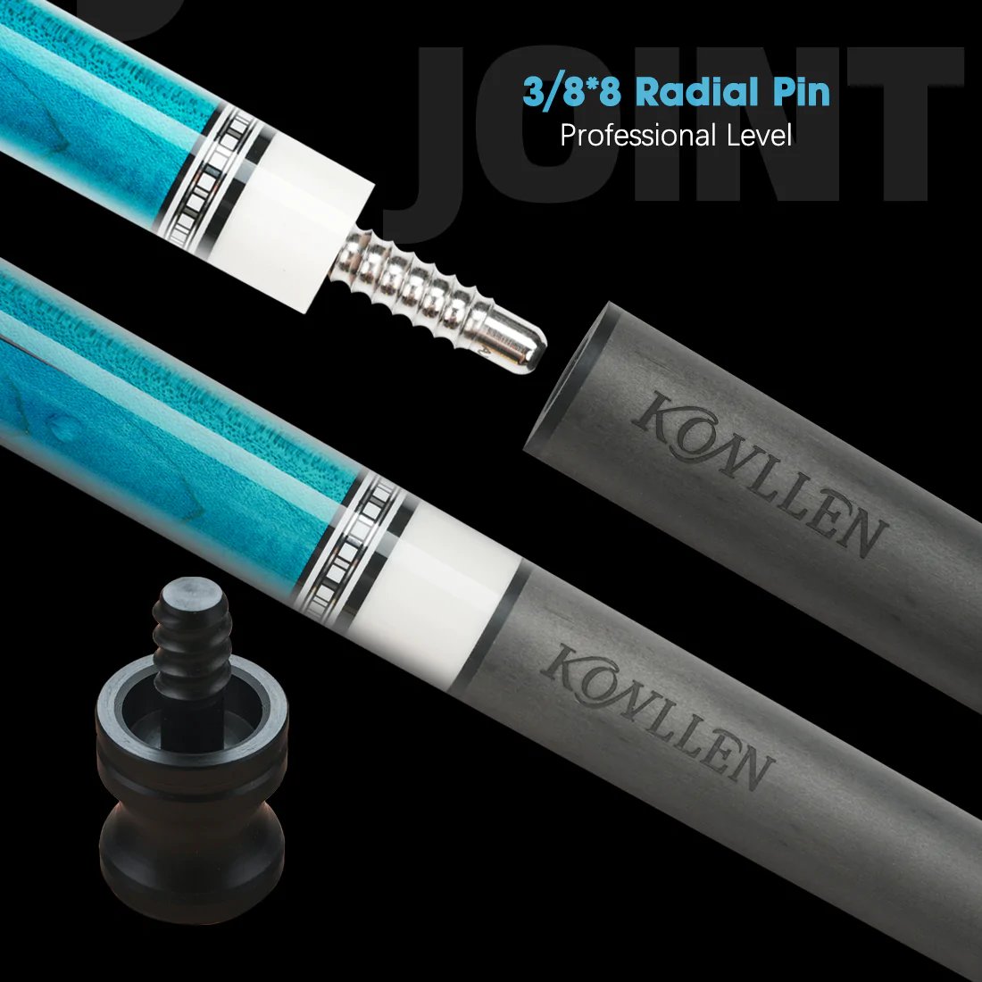 KONLLEN Cue Carbon Shaft 11.75mm/12.75mm 3/8*8 Radial Pin Uniloc Joint Suit for Pool Cue Shaft