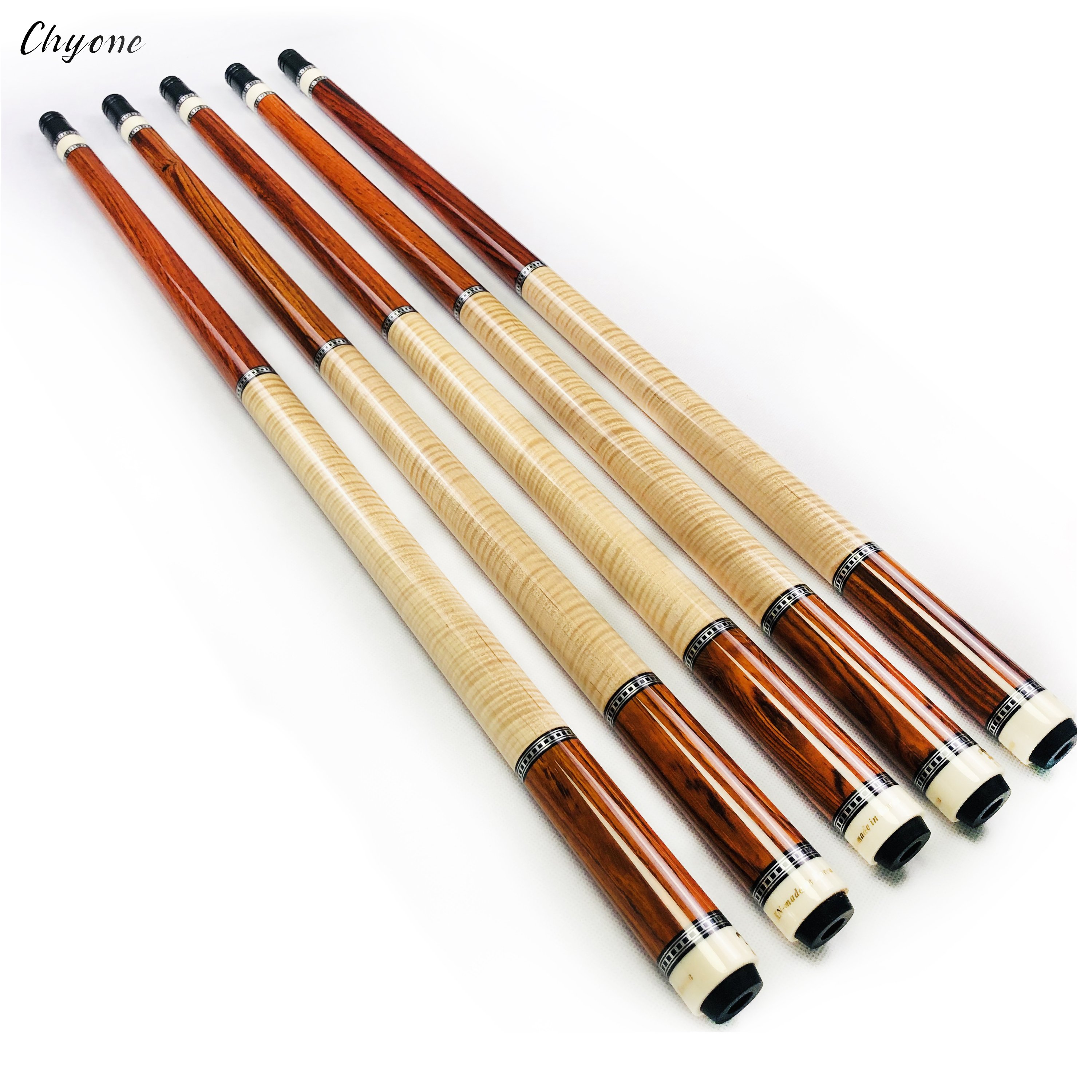 Straight Carom Cue Chyone Custom High End Curly Maple with Cocobolo Low Deflection Billiard Cue 3 Cushion Cue
