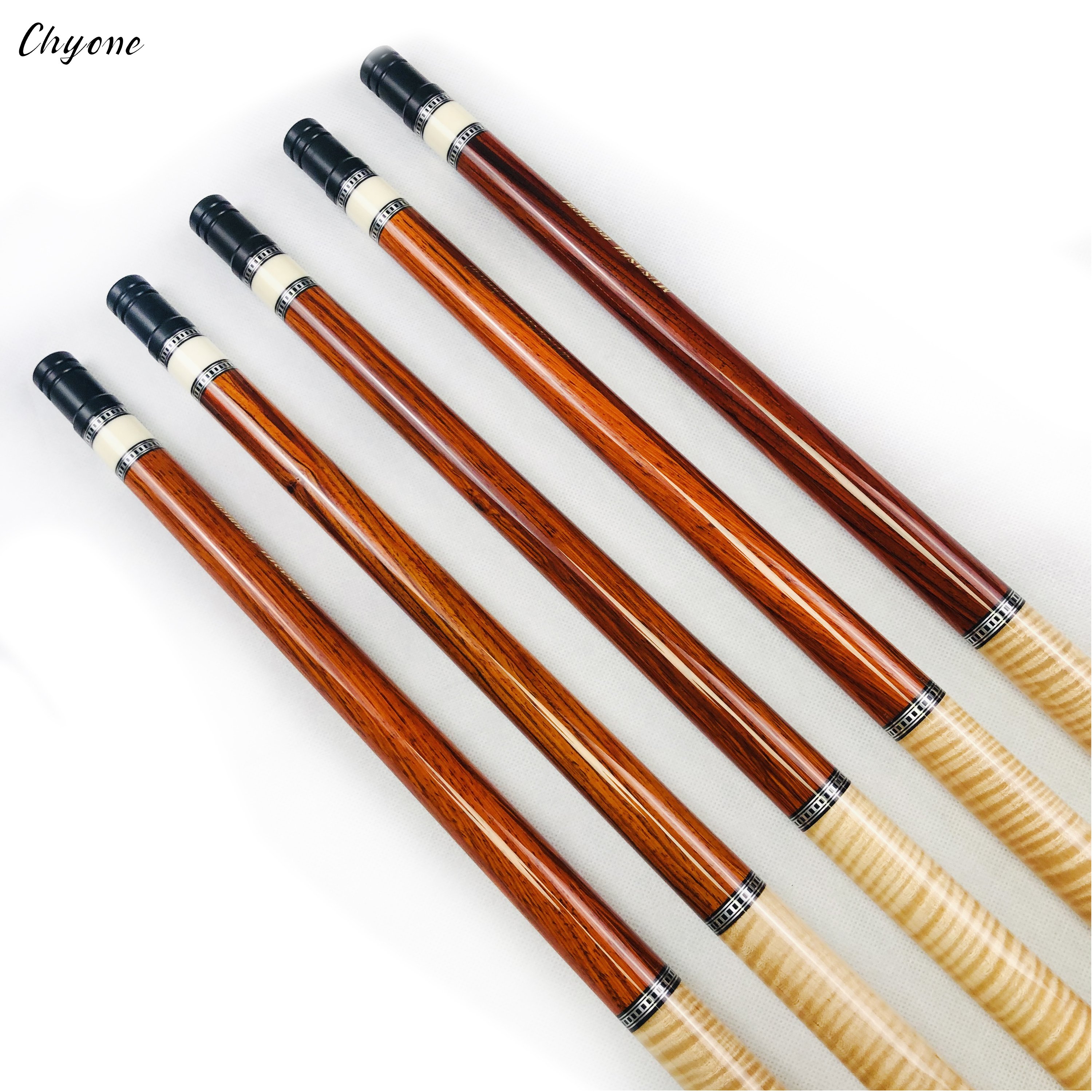 Straight Carom Cue Chyone Custom High End Curly Maple with Cocobolo Low Deflection Billiard Cue 3 Cushion Cue