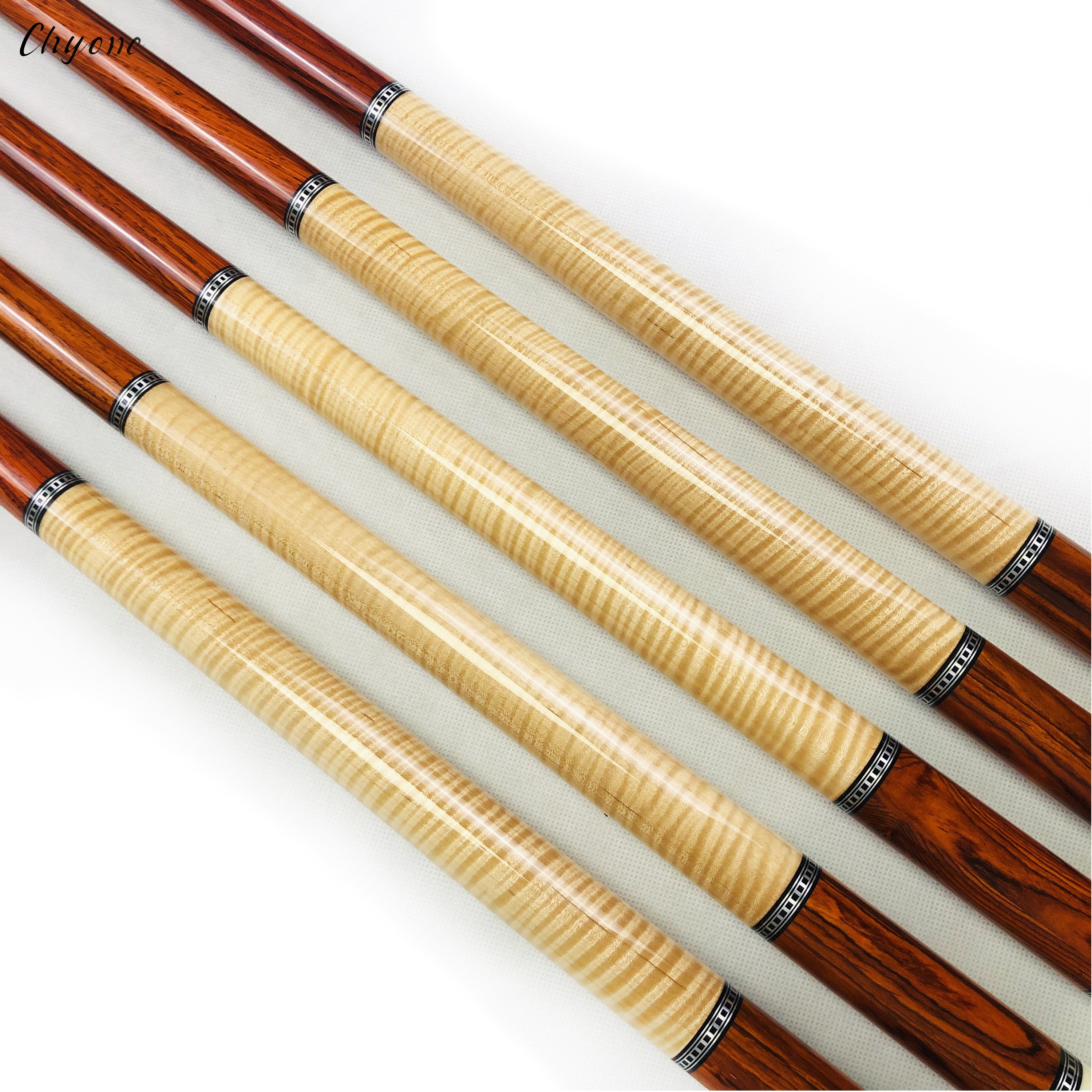 Straight Carom Cue Chyone Custom High End Curly Maple with Cocobolo Low Deflection Billiard Cue 3 Cushion Cue