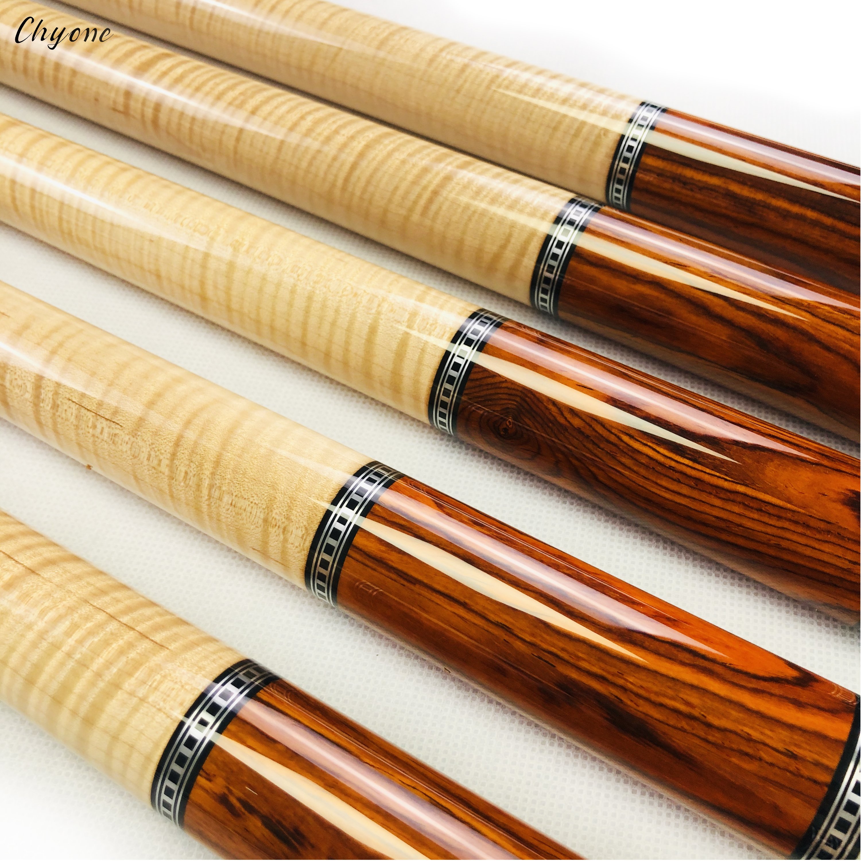 Straight Carom Cue Chyone Custom High End Curly Maple with Cocobolo Low Deflection Billiard Cue 3 Cushion Cue
