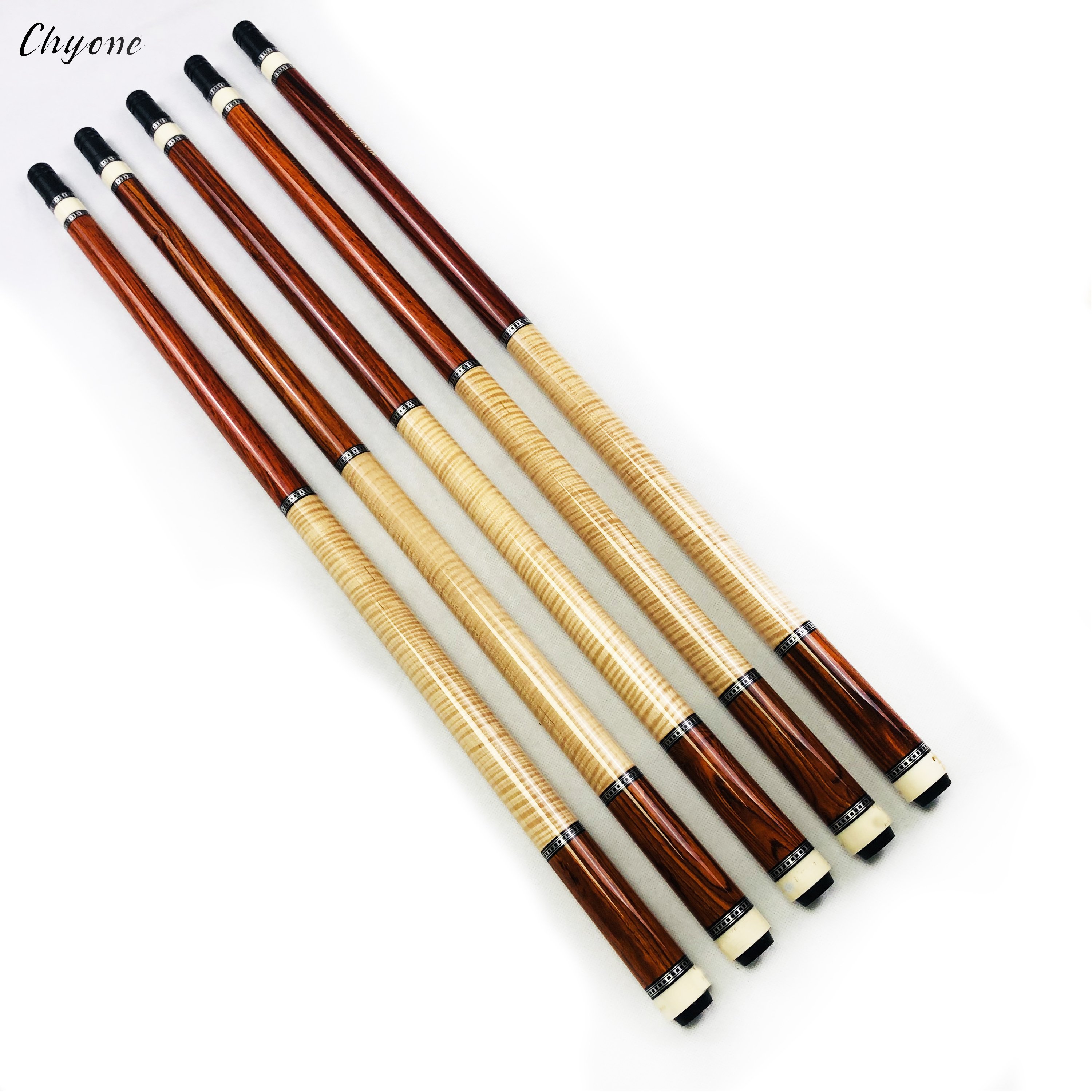 Straight Carom Cue Chyone Custom High End Curly Maple with Cocobolo Low Deflection Billiard Cue 3 Cushion Cue