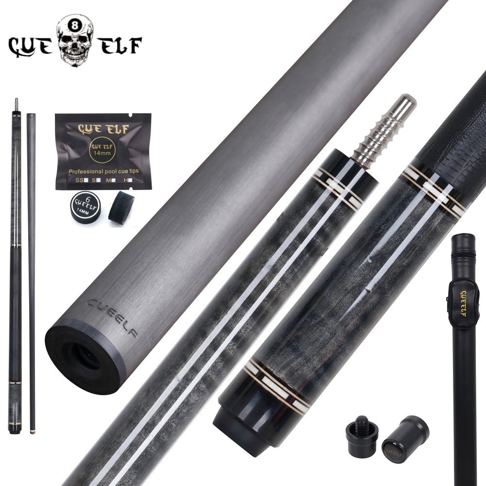 CUEELF High Quality Professional Carbon Fiber Cue Stick Ebony Cocobolo Curly Wood Billiard Cue