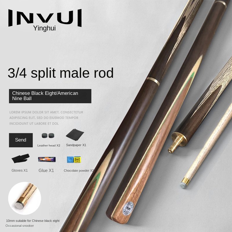 Hot Selling Ash Wood Split Small Tip Snooker Chinese Billiards Cue Stick With Accessories in Stock