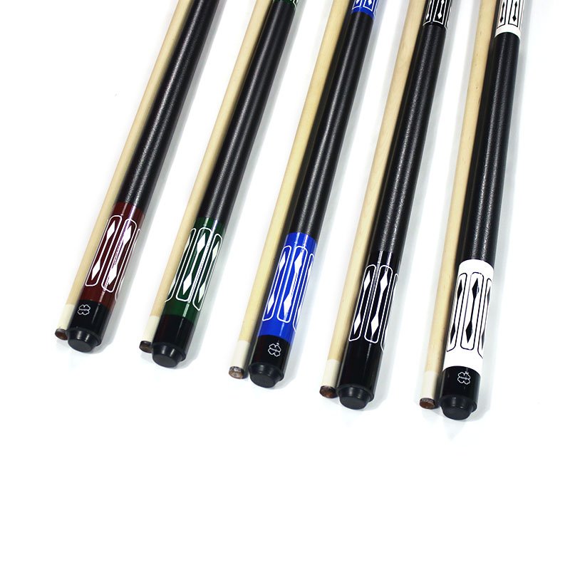 High Quality Cheap Price Billiard Pool Cue Maple Wood 1/2-pc Stick 13mm Size Leather Grip Different Colors for Selection
