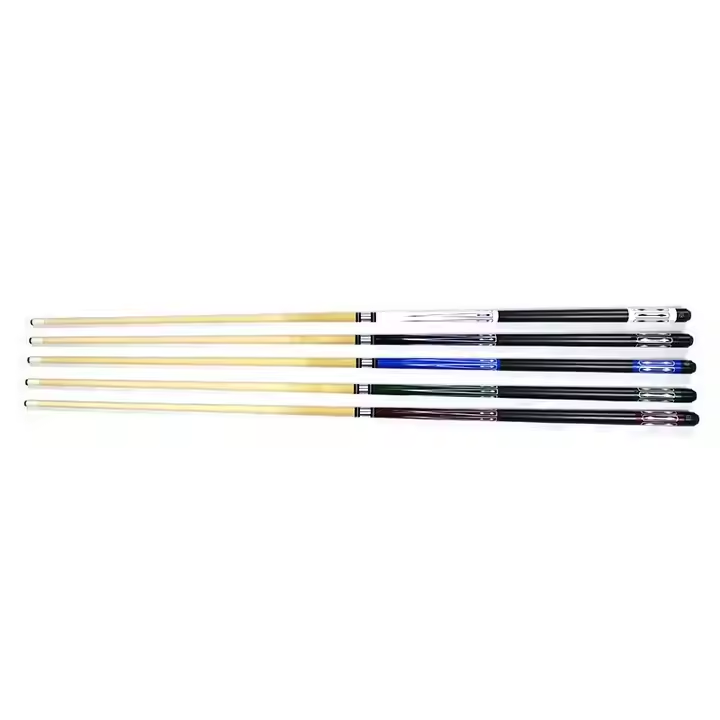 High Quality Cheap Price Billiard Pool Cue Maple Wood 1/2-pc Stick 13mm Size Leather Grip Different Colors for Selection