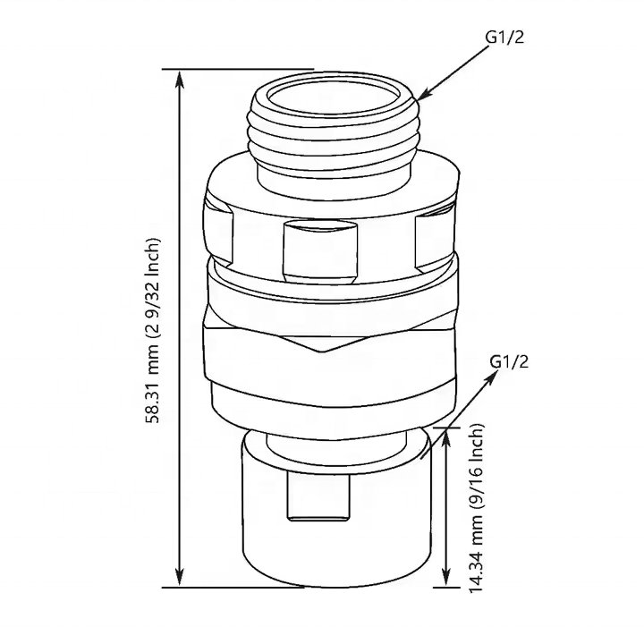 G-1/2 Threaded Shower Swivel Adjustable Ball Connector 360 Rotate Brass Ball Joint Adapter for Shower Head