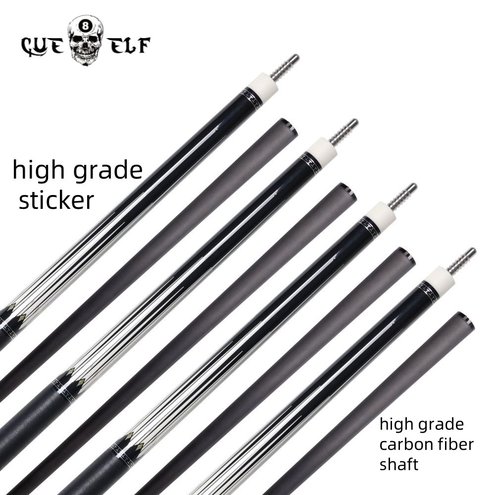 CUEELF Billiard Cue 58 Inches Creative High Grade Carbon Fiber Pool Cue Firm Linen Wrap Sticker 12.5mm Tip Size