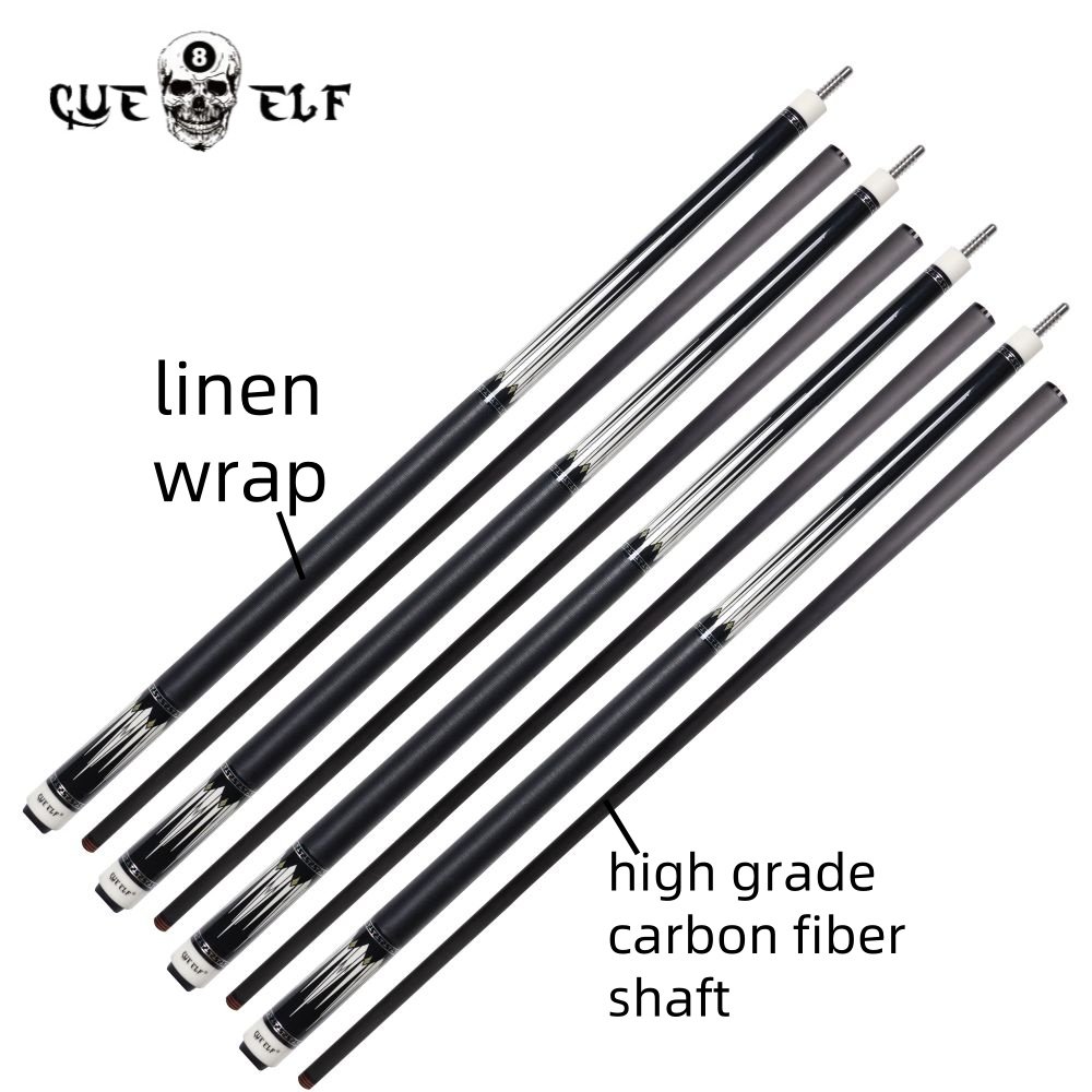 CUEELF Billiard Cue 58 Inches Creative High Grade Carbon Fiber Pool Cue Firm Linen Wrap Sticker 12.5mm Tip Size