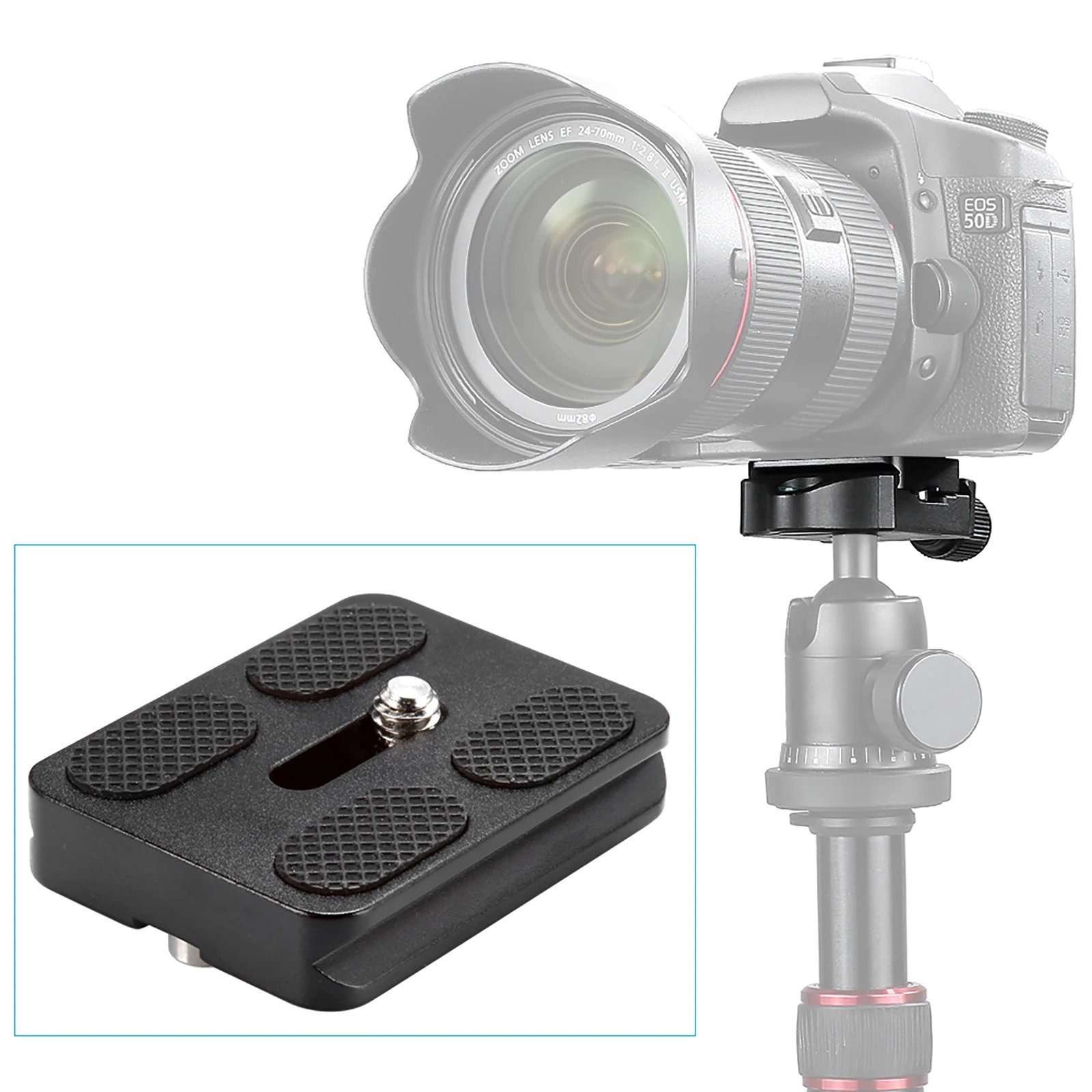 Neewer 2pcs 50mm Universal Metal Quick Release Plate with 1/4 Inch Screw Compliant Standard Camera Tripod Ball Joint Accessory