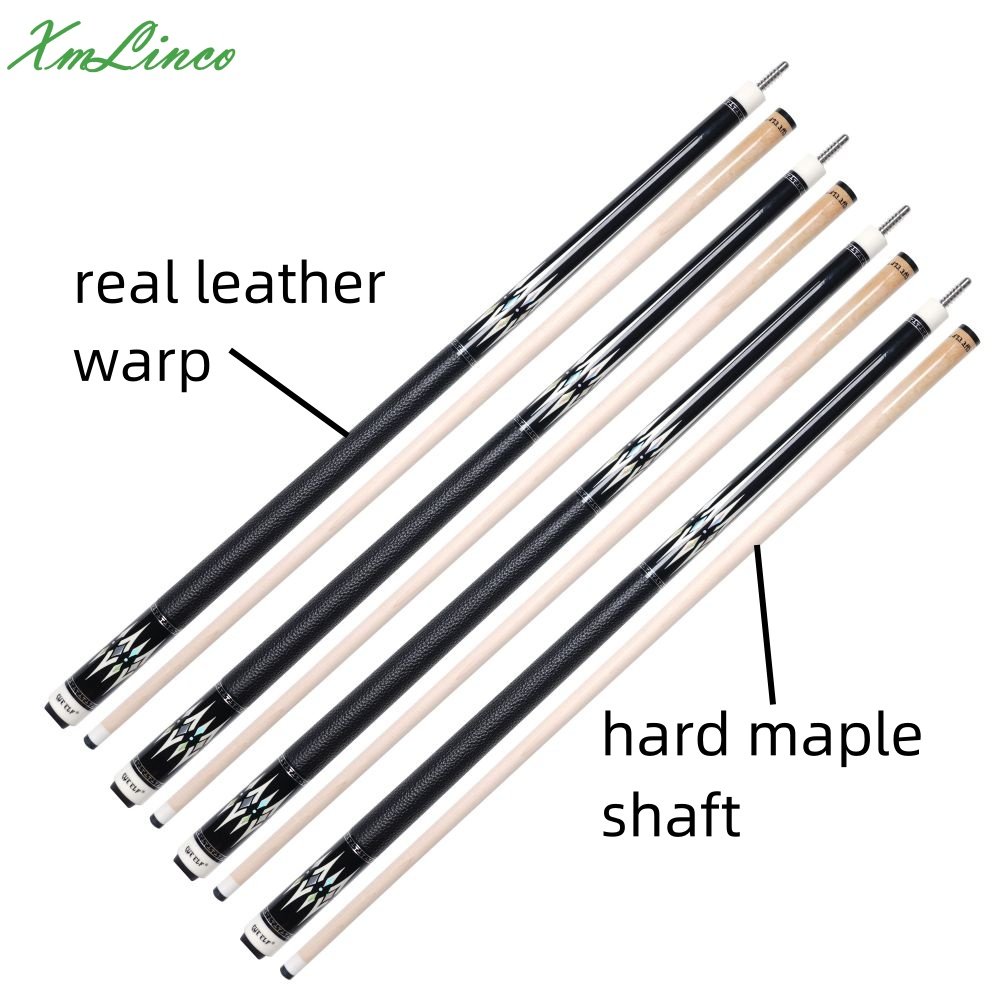 Xmlinco Billiard Pool Cue Real Leather Warp High Technology Professional 12.5mm Tip Size Hard Maple Shaft 58 Inches