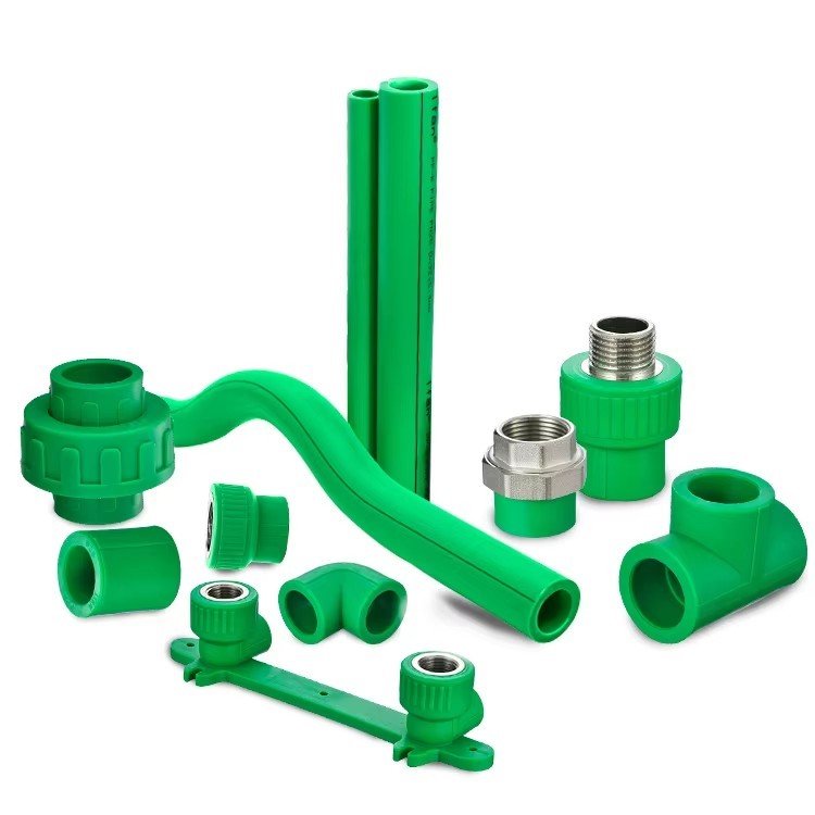 Factory Plumbing Materials Injection PPR Fittings Green Plastic PPR Elbow Tee Pipe Fitting 20-110MM PPR Plumbing Fittings