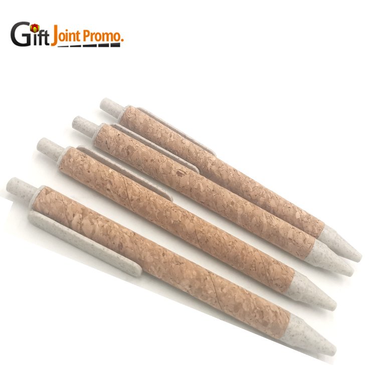 Wholesale Cork Tube Eco Ball Pen Wheat Straw Ball Point Pen Promotional