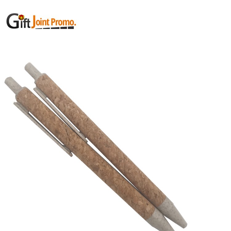 Wholesale Cork Tube Eco Ball Pen Wheat Straw Ball Point Pen Promotional