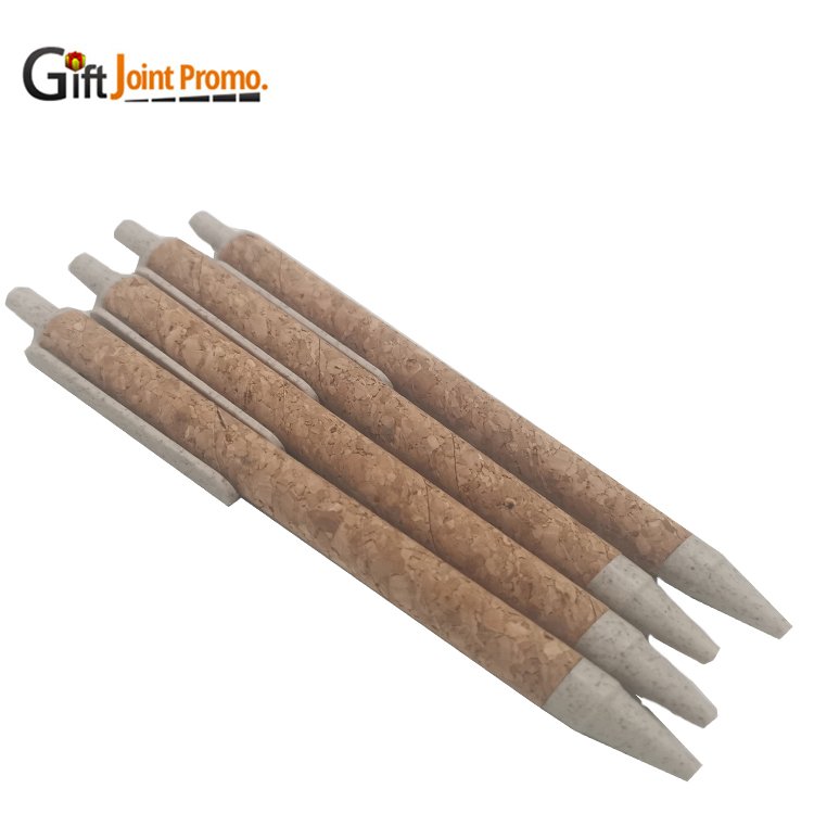 Wholesale Cork Tube Eco Ball Pen Wheat Straw Ball Point Pen Promotional