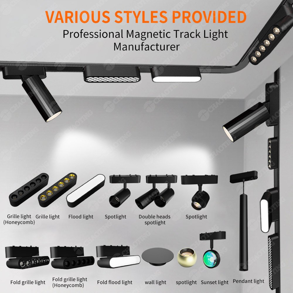 High Quality Price LED Magnetic Rail Track Spotlight 24V 48V Led Track Light 6W 12W Led Floodlight Adjustable Grille Spot Lights