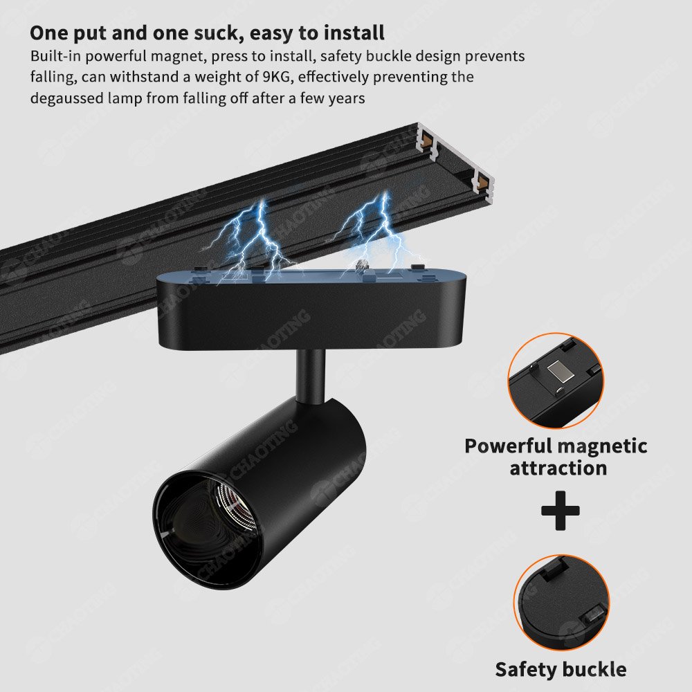 High Quality Price LED Magnetic Rail Track Spotlight 24V 48V Led Track Light 6W 12W Led Floodlight Adjustable Grille Spot Lights