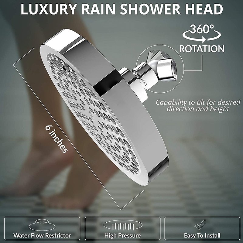 High Quality 2021 China Wholesale UPC Round Ball Joint Chrome Water Saving Bathroom Rainfall High Pressure Shower Heads